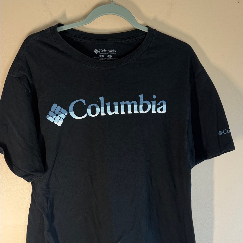 Columbia Black T-Shirt with Light Blue Logo